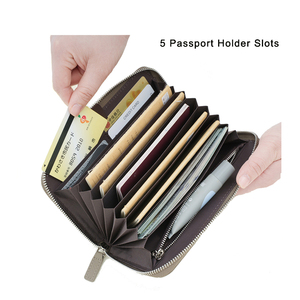 Portefeuille de voyage en cuir véritable mince pour femmes blocage RFID longue fermeture éclair accordéon carte <span class=keywords><strong>et</strong></span> <span class=keywords><strong>chéquier</strong></span> <span class=keywords><strong>porte</strong></span>-passeport portefeuilles pour femmes - Product Image 3