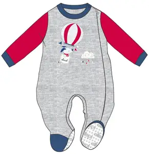 En çok satan Ellepi marka sıcak kumaş ve kolay uydurma sevimli işlemeli fermuar bebek erkek ayaklı pijama