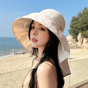 Nouveau noir en plastique femmes seau chapeau grand bord creux mode loisirs de plein air plage soleil chapeau coupe-vent <span class=keywords><strong>Cape</strong></span> fait visage Look - Product Image 2