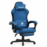 Chaise de bureau ergonomique en tissu de qualité supérieure avec fonction de massage, hauteur réglable, pivotant à 360 degrés, repose-pieds