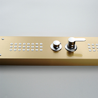 Panneau de douche à effet pluie thermostatique à trois poignées, finition céramique polie, design contemporain, utilisation hôtelière, acier inoxydable, salle de bain
