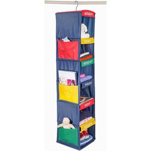 Colorful 6-<b>Shelf</b> Hanging Closet Organizer Shoe Sweater Clothing Organizer for Students Children with Side Pockets - Product Image 4