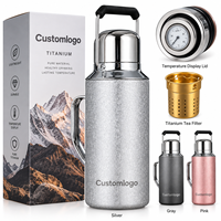 Thermos de Voyage Personnalisé de Luxe en Titane à Double Paroi, Isolation Sous Vide, Grande Capacité, avec Indicateur de Température et Infuseur à Thé, 34 oz