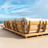 Ensemble de canapés en teck d'extérieur moderne, imperméable et résistant aux rayons du soleil, canapé de jardin en bois massif pour villa, cour