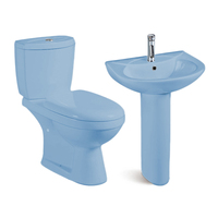 Nigéria Ghana pas cher lavage deux pièces toilette articles sanitaires placard à eau bleu rose WC toilettes cuvette piédestal bassin ensemble