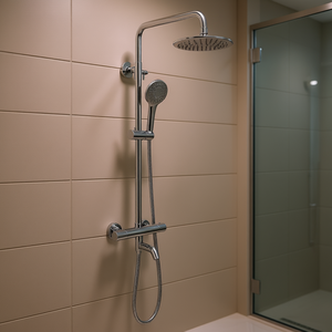 Juego de grifería de ducha termostática de lluvia con rociador manual de 8 pulgadas y 3 funciones, acabado cromado pulido, barra deslizante ajustable en altura, para baño - Product Image 2