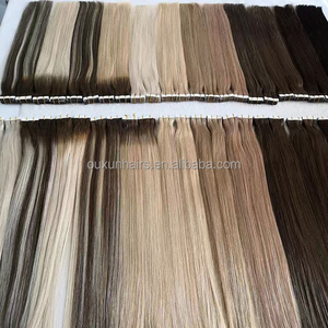 Extensions de cheveux indiens blond cendré super double drawn avec cuticules alignées, en ruban adhésif 4x0.8cm, personnalisables, vente en gros, grand stock de cheveux humains - Product Image 3