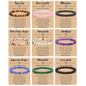 กำไลยืดลูกปัดหินอัญมณีกึ่งมีค่าขนาด8มม. สำหรับผู้หญิงผู้ชาย - Product Image 1