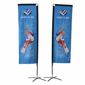 Wholesale Customized Rectangle Beach Flag Banner Flying Outdoor Advertising Bow Beach Feather Flag With Optional Base