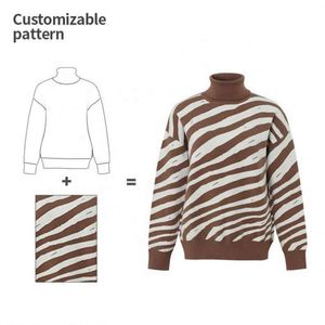 Customizable Pattern Jacquard Embroidery Knitting Winter Casual Front <b>Turtleneck</b> Knitted Women's Pullover High Neckline <b>Sweater</b> - Product Image 1