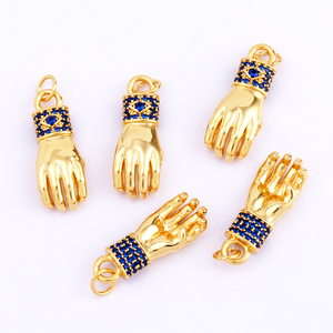 Amuleto de Mano con Ojo Turco de Buda, Chapado en Oro Real de 18K, Colgante para Collar y Pulsera, para Suministros de Joyería Artesanal <span class=keywords><strong>L14</strong></span> - Product Image 6