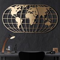 Art mural moderne Globe terrestre en métal à suspendre au mur pour salon, chambre à coucher
