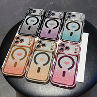 Coque de téléphone magnétique antichoc de luxe avec autocollant étoile diamant ondulé et électroplaqué pour iPhone 17 Pro Max 16 Plus 15 14 13