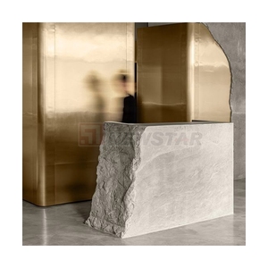 Modern Style Natural Grey Marble Commercial Furniture Reception <b>Desk</b> Front Table with <b>Cabinet</b> - Product Image 5