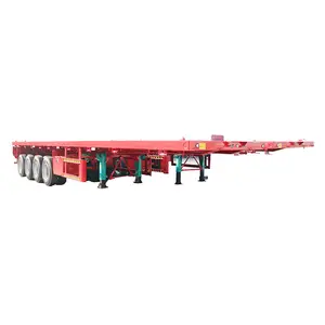 Nieuwe 20ft 40ft Flat Bed Trailer Container Drager Flatbed Oplegger