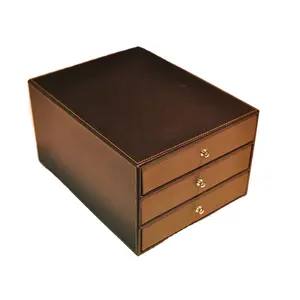 Multipurpose Gaveta Tipo Negócios A4 Arquivo Dados Acabamento Gabinete Suprimentos Couro Desktop Armazenamento Office Box