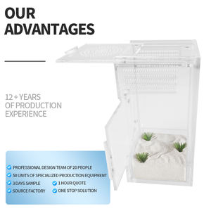 Boîte écologique pour animaux de compagnie et reptiles, en acrylique transparent avec éclairage LED, ouverture coulissante à grand volume, moderne et personnalisée, perforée - Product Image 2