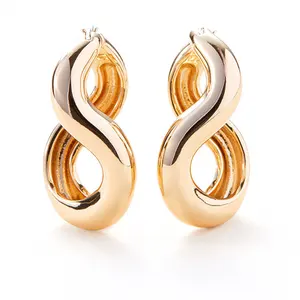 Gemnel modern 2024 fashion double twisted jewelry high quality brass gala chunky infinite hoops earring for women