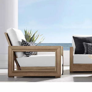 Juego de Sofás de Teca Sólida para Exteriores Kosta & <span class=keywords><strong>Navarro</strong></span>, Acabado Cepillado Vintage, Cojines Impermeables, Muebles de Ocio para Patio, Terraza o Villa - Product Image 2