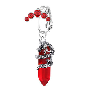 Clip de diamant rouge Zircon pendentif pierre Style sans poinçon en acier inoxydable nombril ongles bijoux de mode Piercing bijoux - Product Image 6