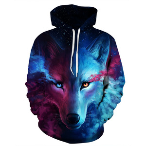 Felpa con Cappuccio da Uomo con Stampa 3D di Lupo, 100% Poliestere, Pullover Streetwear per Stampa Personalizzata - Product Image 4