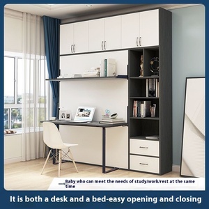 <span class=keywords><strong>Lit</strong></span> mural <span class=keywords><strong>motorisé</strong></span> avec télécommande et bureau, design pliable invisible, <span class=keywords><strong>lit</strong></span> Murphy pour petite chambre à coucher en chêne, mobilier de bureau - Product Image 4