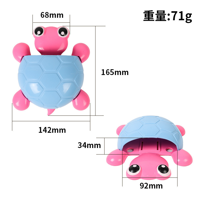 Blue turtle toothbrush holder with pink feet