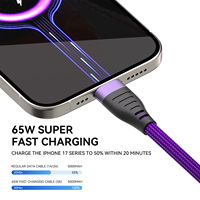 Câble de données USB-C 60W à charge rapide en nylon tressé avec connecteurs Type-C, idéal pour la charge rapide de l'iPhone 17