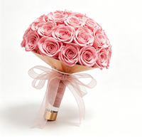 Bouquet de mariée de roses éternelles avec boîte en acrylique, bouquet de roses réelles éternelles, cadeau personnalisé pour mariage ou Saint-Valentin, fleurs séchées