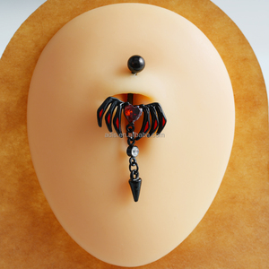 RVS <span class=keywords><strong>navel</strong></span> piercing zwarte bananenbarbell donkere stijl punk sieraden kegel hanger buikring - Product Image 4