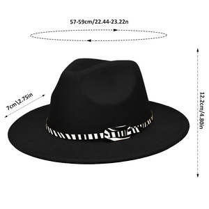 <span class=keywords><strong>Chapeau</strong></span> Fedora unisexe de style européen et américain, printemps et automne, style jazz, large bord, décoratif, rayures zébrées, ceinture, fête, quotidien, extérieur - Product Image 6