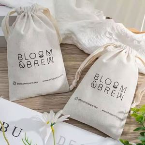 Custom Cotton <b>Drawstring</b> <b>Pouch</b> Bag Organic Cotton Gift Jewelry Packaging Bag Eco-Friendly Storage Gift Bag for Party Favor - Product Image 5