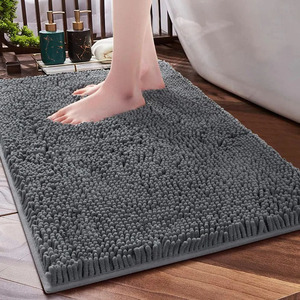 Custom Solid Color Chenille Bath Mat Soft Water Absorbent Bathroom Mats Non-slip Machine Washable Bathroom Rugs For Home&Hotels