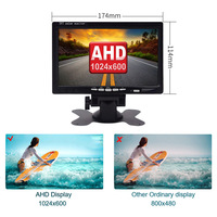 Monitor de Coche GAYINTT Compatible con AHD 1080P 720P CVBS, Monitor LCD de 7 Pulgadas para el Tablero, Monitor de Visión Trasera con Entrada AV para Autobús, Camión y Coche