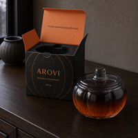 Arovi - Bougie en verre en forme de citrouille d'Halloween 430g, bougie parfumée d'automne avec logo personnalisé, boîte cadeau de luxe pour la décoration de Thanksgiving