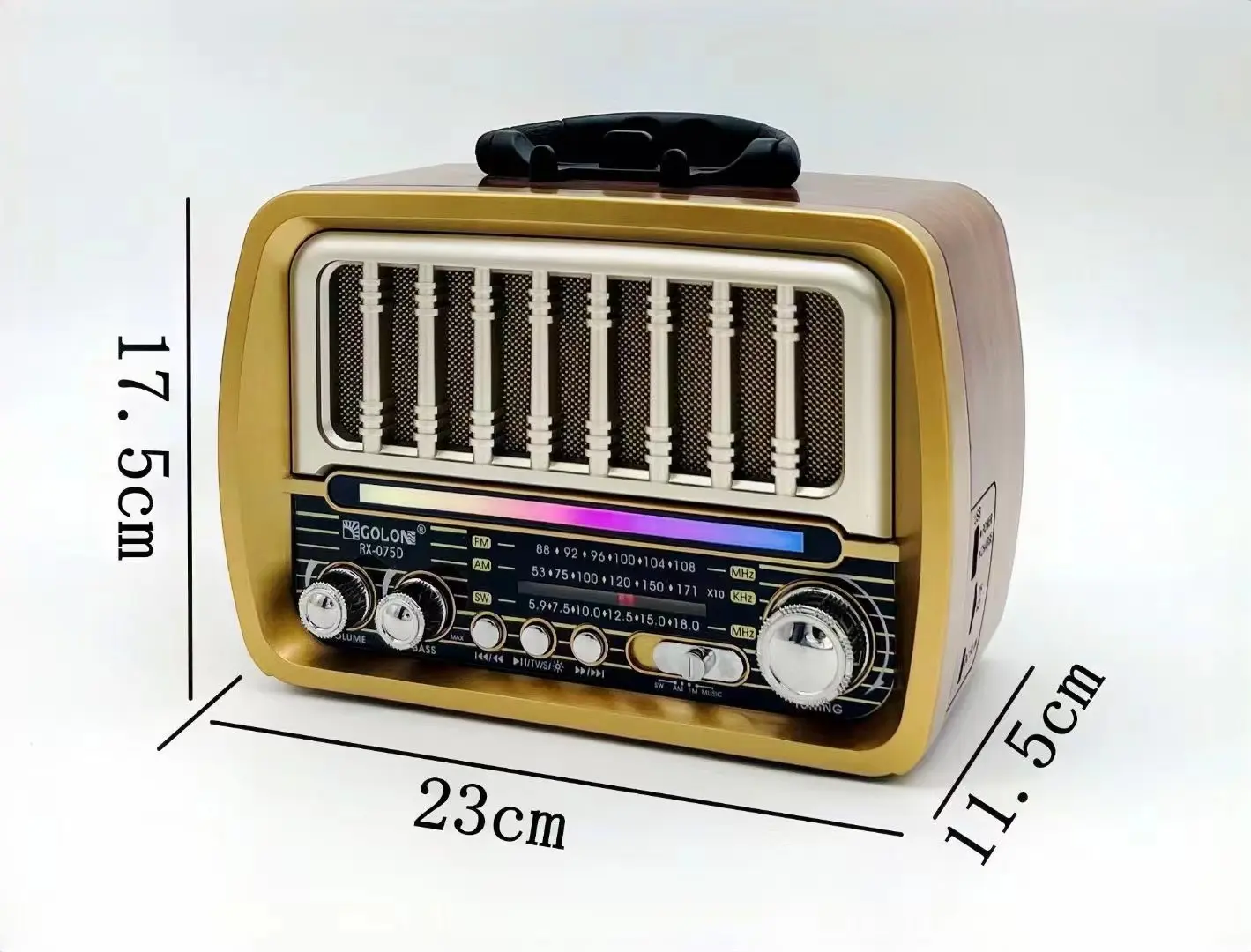 Şık retro çok fonksiyonlu TF kart/USB radyo, disko ışık ile taşınabilir ses Retro ucuz hediye radyo