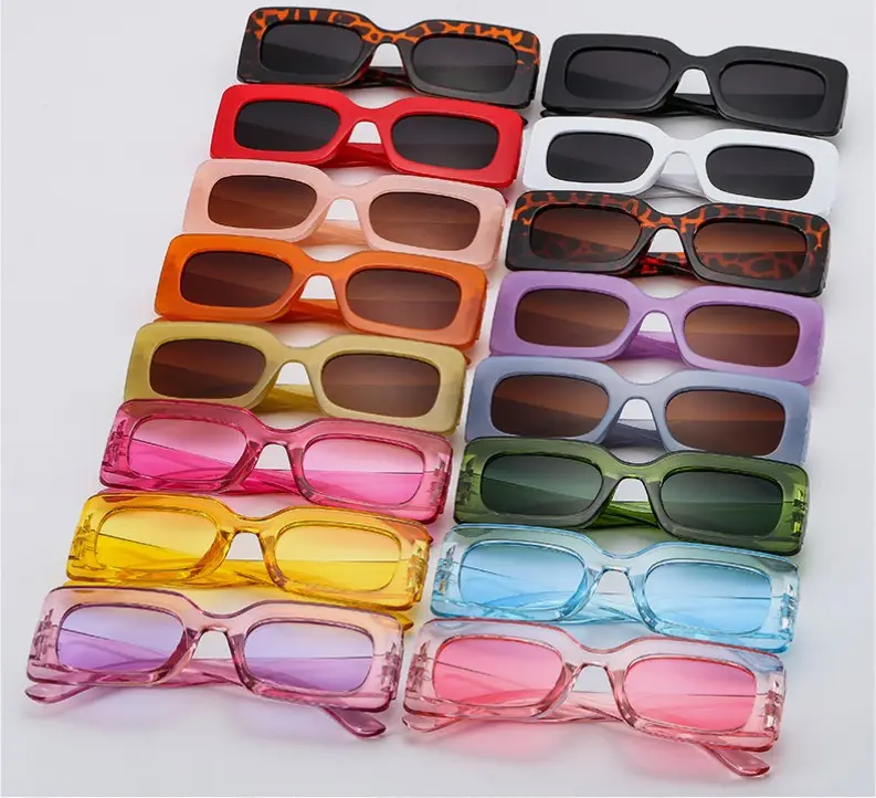 Square Frame Sonnenbrille New Female Men Großhandel Hochwertige Günstige Candy Color PC AC Unisex Schwarz Sonnenbrille UV400 2St