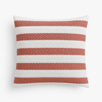 Housse de coussin décorative de haute qualité, style bohème, à rayures tressées corail