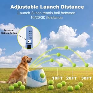 Lanzador Automático de Pelotas para Perros con 3 Distancias de Lanzamiento de 10-30 Pies, Juguetes Interactivos para Interiores y Exteriores con 3 Pelotas de Tenis - Product Image 6