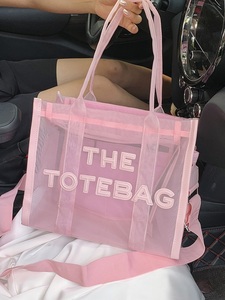 Phụ Nữ Của Công Suất Lớn Mùa Hè Bãi Biển Nylon Tote Túi Xách Biểu Tượng Tùy Chỉnh Thiết Kế Túi Dây Kéo Đóng Cửa Hai Tay Cầm/Dây Đeo Kẹo Mô Hình - Product Image 4