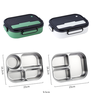 304 Thép Không Gỉ Leakproof Hộp Ăn Trưa Máy Rửa Chén An Toàn Trẻ Em Bento Với 4 Cố Định Ngăn Và Mô Hình Nhà Máy - Product Image 6