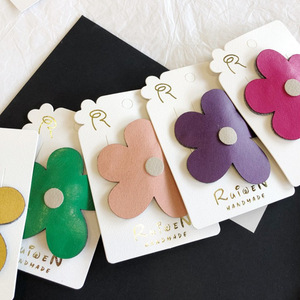 Pinzas para el cabello de cuero populares, accesorios para el cabello lindos en colores dulces, pinzas para flequillo estilo coreano. - Product Image 2