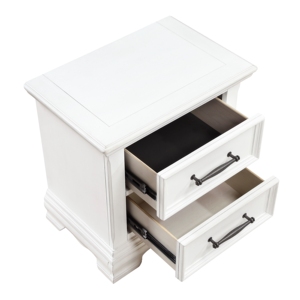 White 2-Drawer Nightstand Durable Wood Black Handles Classic <b>Bedside</b> Table Bedroom Furniture - Product Image 5