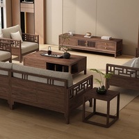 Ensemble de canapés en bois massif de noyer sud-américain de style nordique avec rangement, banquette de salon, design de luxe léger