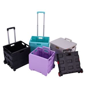 Xe đẩy Mua sắm thị trường gấp di động cắm trại Wagon có thể gập lại <span class=keywords><strong>trolly</strong></span> giỏ hàng nhựa 4 bánh xe lưu trữ Xe đẩy giỏ hàng bãi biển - Product Image 1