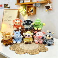 Porte-clés animal en peluche mignon avec bouton-nez, jouet en peluche doux, breloque de sac thème zoo pour la vente en gros aux détaillants de cadeaux et la revente