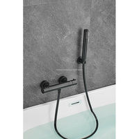Ensemble de robinet de baignoire de salle de bain chaude Robinet de baignoire mural Pistolet Robinet de baignoire noir avec douchette.