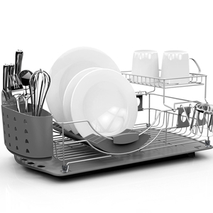 2 Tier Kitchen Storage High Quality Plastic Sink Drainer Dish Drying Rack