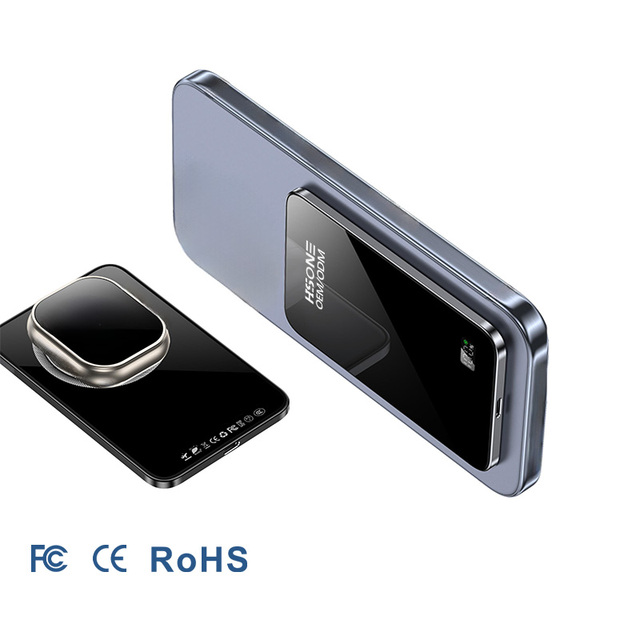 20W Fast Charging Magnetic Wireless LED Display Li-Polymer Aluminum Alloy High Capacity Ultra Slim Power Bank Lightweight