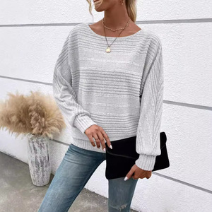 2025 abbigliamento da donna transfrontaliero per la stazione indipendente di Amazon nuovo stile autunno inverno Top t-shirt Pit Neck <span class=keywords><strong>Bat</strong></span> - Product Image 3